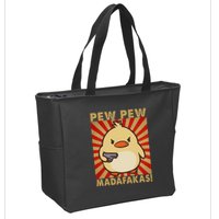Pew Madafakas Pew Funny Meme Duck Goose Retro With Gun Zip Tote Bag