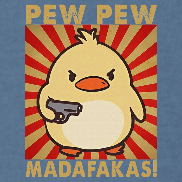Pew Madafakas Pew Funny Meme Duck Goose Retro With Gun Garment-Dyed Sweatshirt