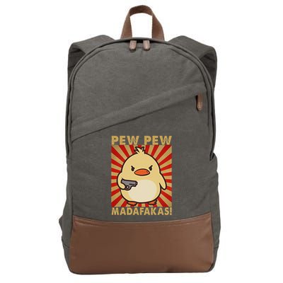 Pew Madafakas Pew Funny Meme Duck Goose Retro With Gun Cotton Canvas Backpack
