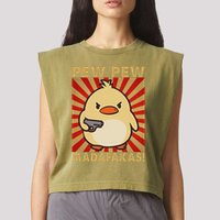 Pew Madafakas Pew Funny Meme Duck Goose Retro With Gun Garment-Dyed Women's Muscle Tee