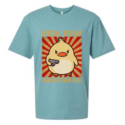 Pew Madafakas Pew Funny Meme Duck Goose Retro With Gun Sueded Cloud Jersey T-Shirt