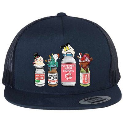 Peppermint Mocha Propofol  Cute Christmas Nurse Flat Bill Trucker Hat