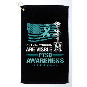 Patriotic Military PTSD Awareness American Flag Platinum Collection Golf Towel