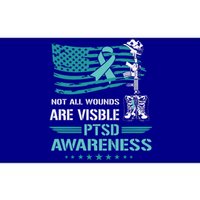 Patriotic Military PTSD Awareness American Flag Bumper Sticker