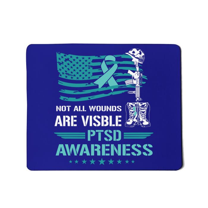 Patriotic Military PTSD Awareness American Flag Mousepad