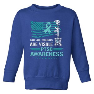 Patriotic Military PTSD Awareness American Flag Toddler Sweatshirt