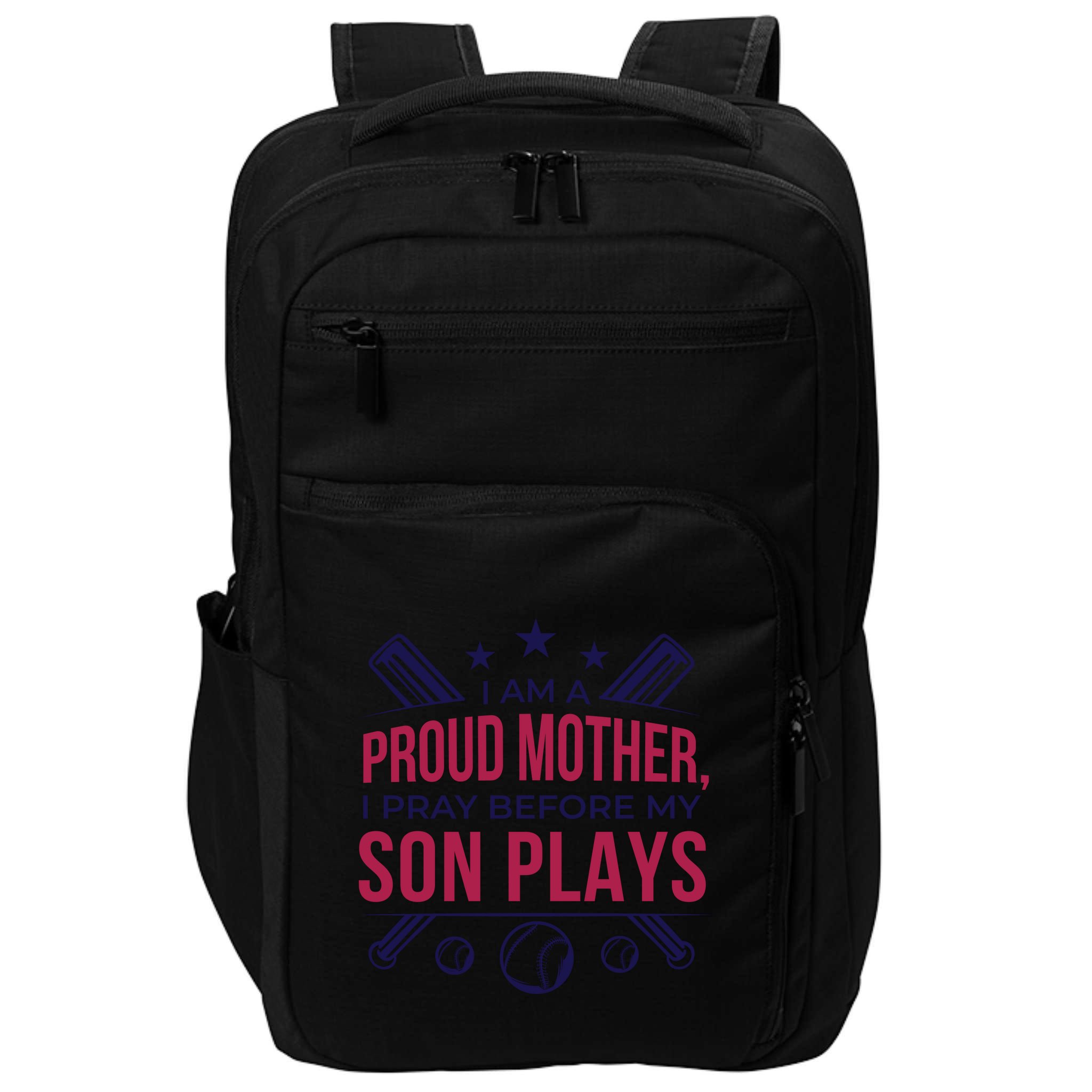 Proud Mother Pray Before Son Plays Baseball Impact Tech Backpack