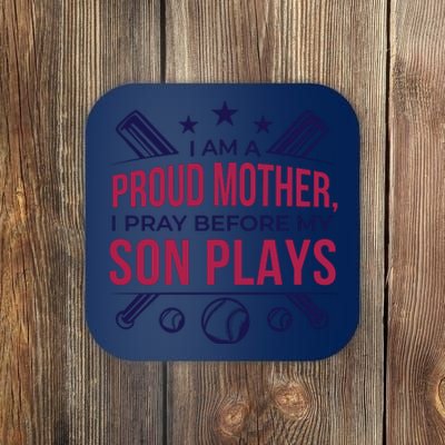 Proud Mother Pray Before Son Plays Baseball Coaster