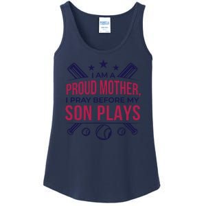 Proud Mother Pray Before Son Plays Baseball Ladies Essential Tank