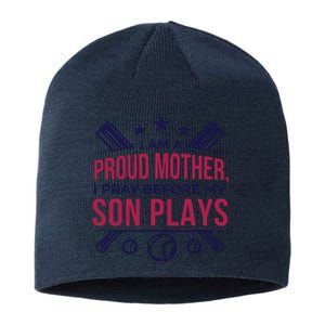 Proud Mother Pray Before Son Plays Baseball Sustainable Beanie