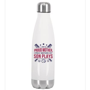 Proud Mother Pray Before Son Plays Baseball Stainless Steel Insulated Water Bottle