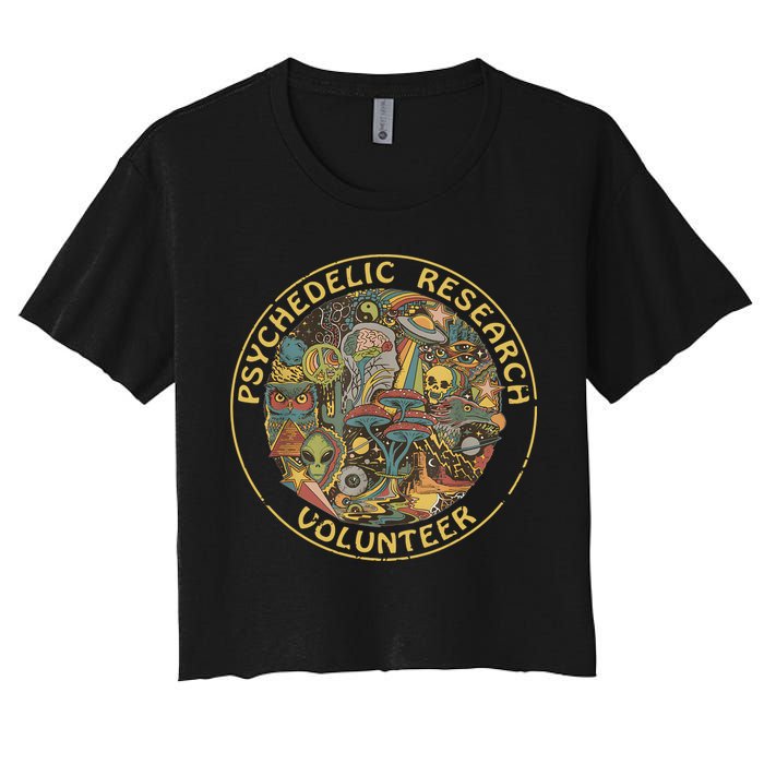 Psychedelic Mushroom Psychedelic Research Volunteer Women's Crop Top Tee