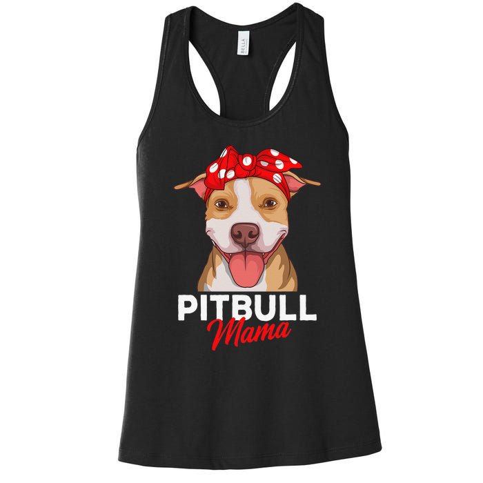 Pittie Mama Pitbull Dog Mom Funny Mothers Day Gifts Women's Racerback Tank