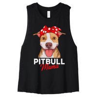 Pittie Mama Pitbull Dog Mom Funny Mothers Day Gifts Women's Racerback Cropped Tank