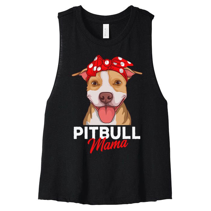 Pittie Mama Pitbull Dog Mom Funny Mothers Day Gifts Women's Racerback Cropped Tank