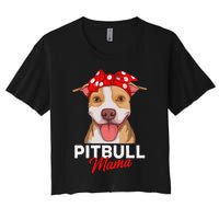 Pittie Mama Pitbull Dog Mom Funny Mothers Day Gifts Women's Crop Top Tee