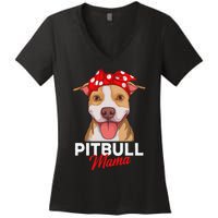 Pittie Mama Pitbull Dog Mom Funny Mothers Day Gifts Women's V-Neck T-Shirt