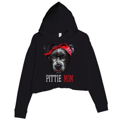 Pittie Mom Pitbull Dog Lovers Mothers Day Gift Crop Fleece Hoodie