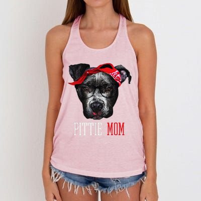 Pittie Mom Pitbull Dog Lovers Mothers Day Gift Women's Knotted Racerback Tank