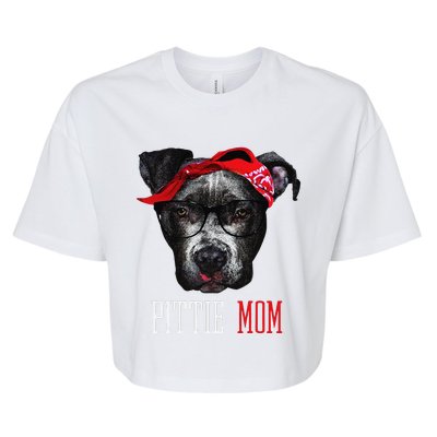 Pittie Mom Pitbull Dog Lovers Mothers Day Gift Bella+Canvas Jersey Crop Tee