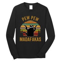 Pew Madafakas Pew Guns Funny Black Cat Retro Vintage Long Sleeve Shirt