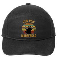 Pew Madafakas Pew Guns Funny Black Cat Retro Vintage 7-Panel Snapback Hat