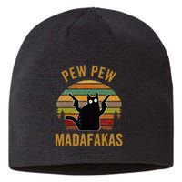 Pew Madafakas Pew Guns Funny Black Cat Retro Vintage Sustainable Beanie