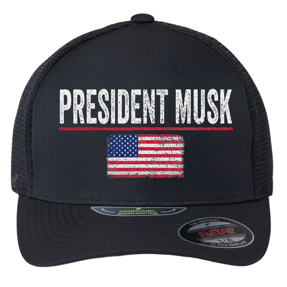 President Musk Flexfit Unipanel Trucker Cap