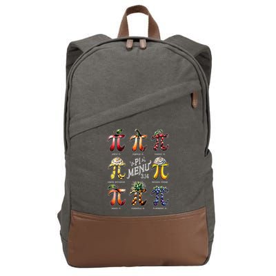 Pi Menu Pi Day 3.14 Funny Fruit Pie Menu Teachers Math Lover Cotton Canvas Backpack