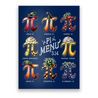 Pi Menu Pi Day 3.14 Funny Fruit Pie Menu Teachers Math Lover Poster