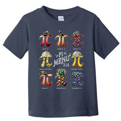 Pi Menu Pi Day 3.14 Funny Fruit Pie Menu Teachers Math Lover Toddler T-Shirt