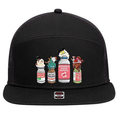 Peppermint Mocha Propofol  Cute Christmas Nurse 7 Panel Mesh Trucker Snapback Hat