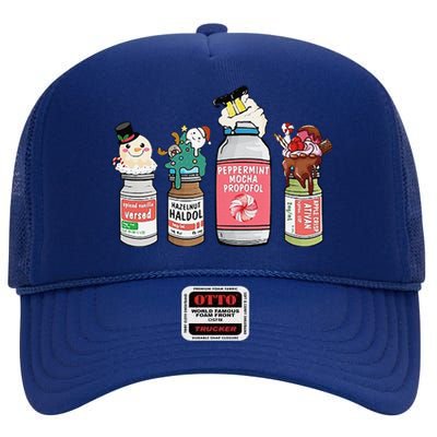 Peppermint Mocha Propofol  Cute Christmas Nurse High Crown Mesh Back Trucker Hat