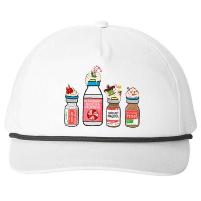 Peppermint Mocha Propofol Cute Christmas Nurse Er Ed Icu Funny Gift Snapback Five-Panel Rope Hat