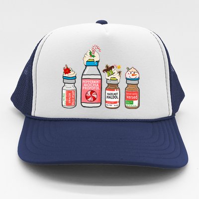 Peppermint Mocha Propofol Cute Christmas Nurse Er Ed Icu Funny Gift Trucker Hat