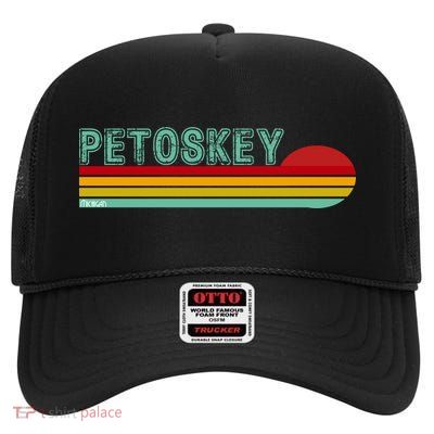 Petoskey Michigan High Crown Mesh Back Trucker Hat