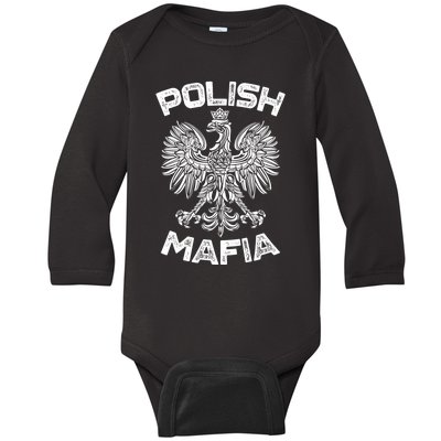 Polish Mafia Poland Polish Eagle Polska Dyngus Day Gift Baby Long Sleeve Bodysuit