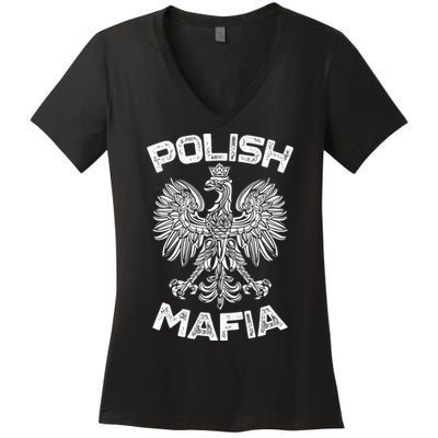 Polish Mafia Poland Polish Eagle Polska Dyngus Day Gift Women's V-Neck T-Shirt
