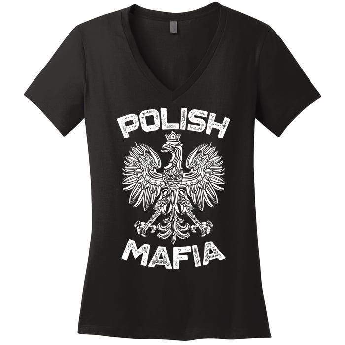 Polish Mafia Poland Polish Eagle Polska Dyngus Day Gift Women's V-Neck T-Shirt