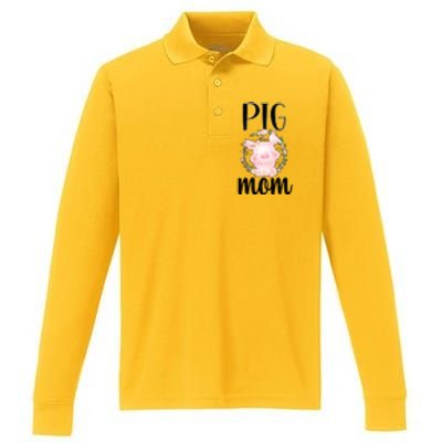 Pig Mom Proud Pig Farmer Pig Owner Pig Mother Gift Performance Long Sleeve Polo