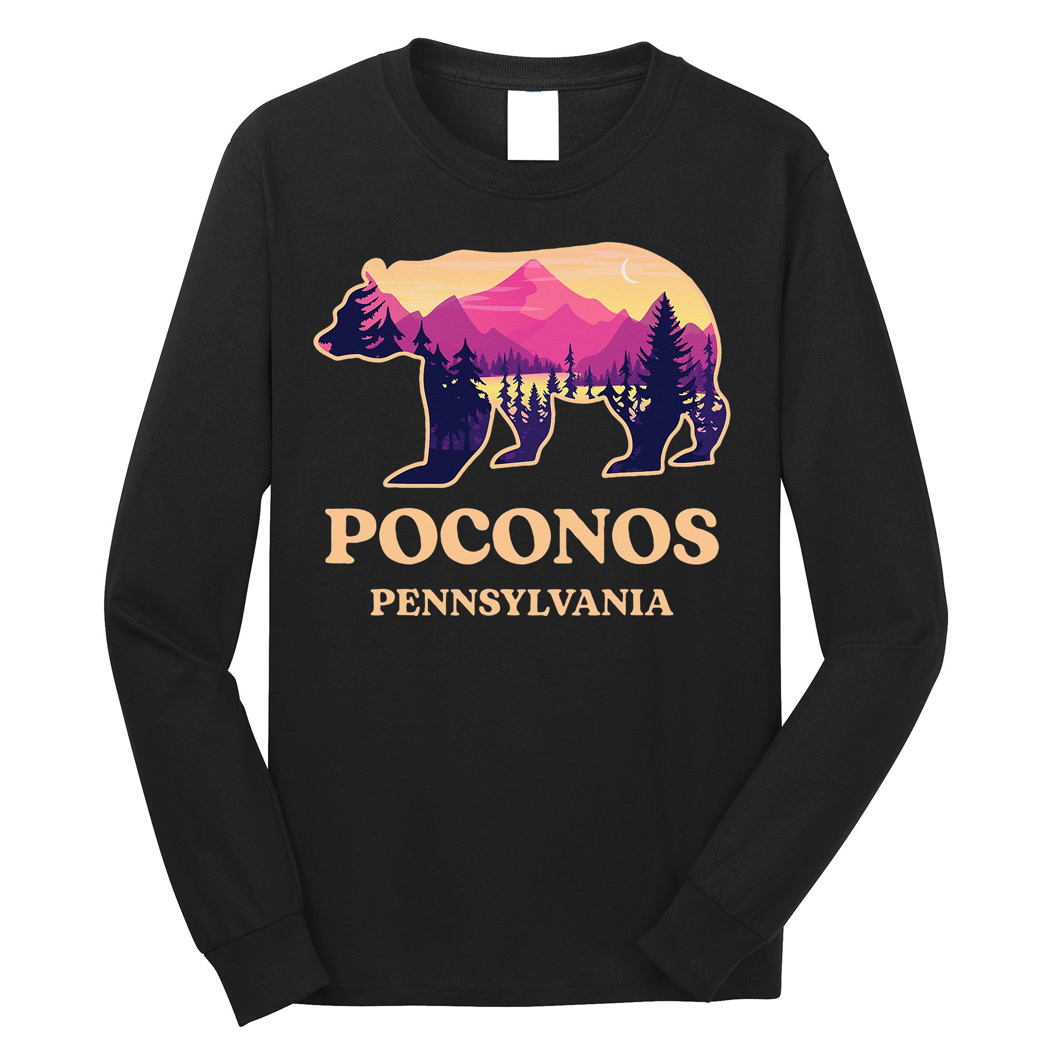 Poconos Mountains Pennsylvania Pa Bear Hiking Souvenirs Long Sleeve Shirt