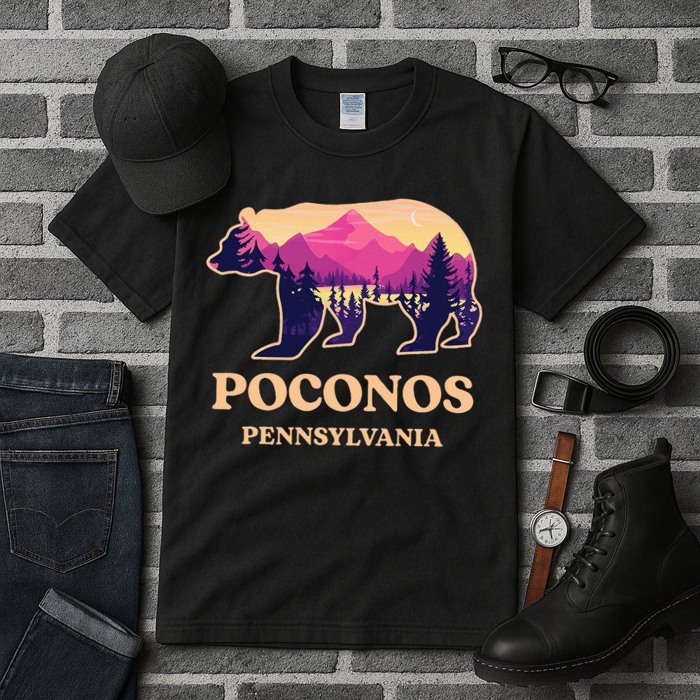 Poconos Mountains Pennsylvania Pa Bear Hiking Souvenirs Tall T-Shirt