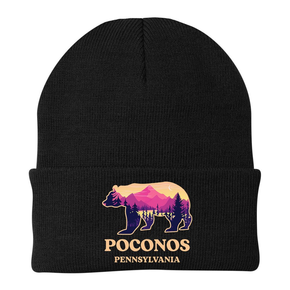 Poconos Mountains Pennsylvania Pa Bear Hiking Souvenirs Beanie
