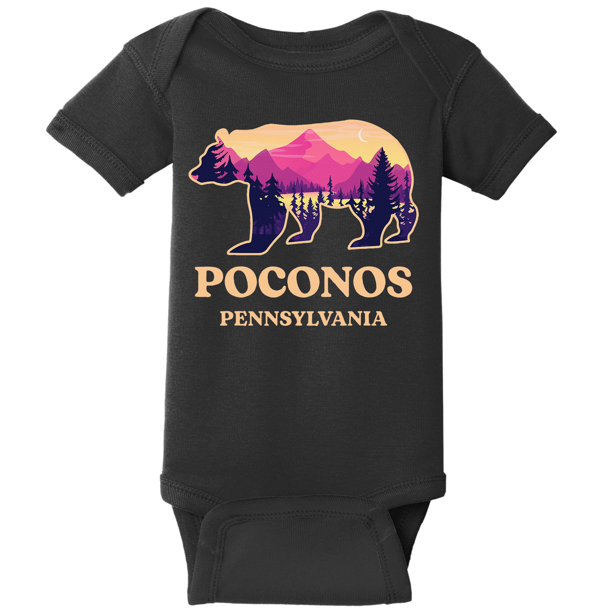 Poconos Mountains Pennsylvania Pa Bear Hiking Souvenirs Baby Bodysuit