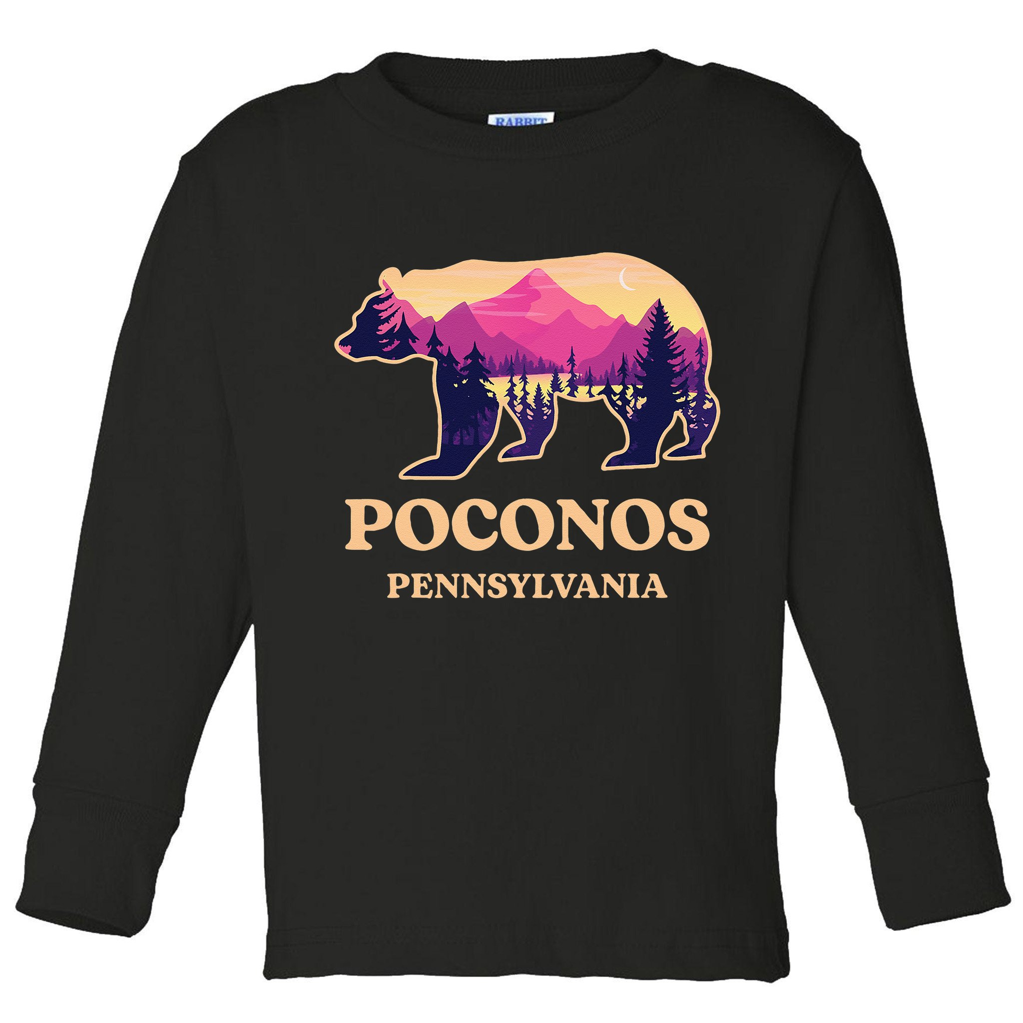 Poconos Mountains Pennsylvania Pa Bear Hiking Souvenirs Toddler Long Sleeve Shirt