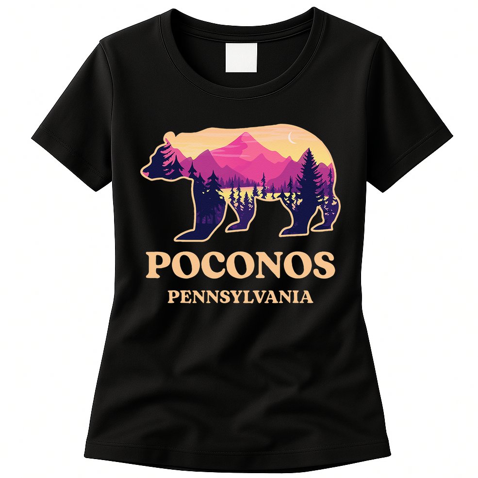 Poconos Mountains Pennsylvania Pa Bear Hiking Souvenirs Womens T-Shirt