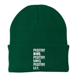 Positive Mind Positive Vibes Positive Life Motivational Knit Cap Winter Beanie