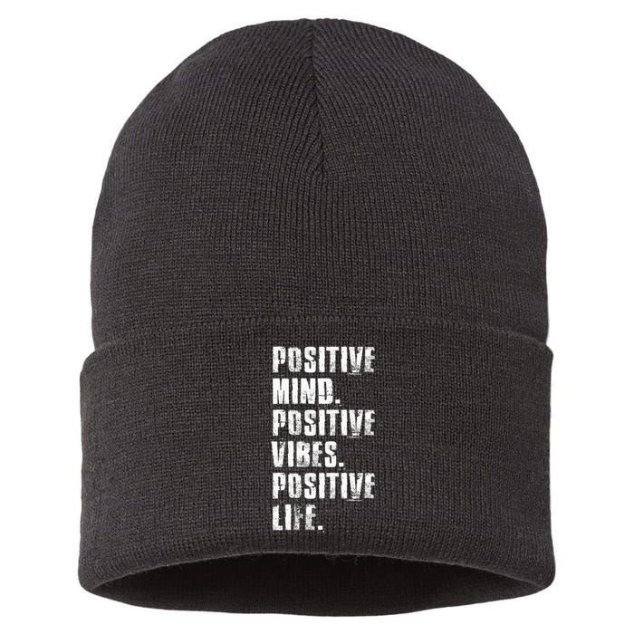 Positive Mind Positive Vibes Positive Life Motivational Sustainable Knit Beanie