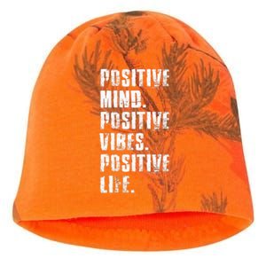 Positive Mind Positive Vibes Positive Life Motivational Kati - Camo Knit Beanie