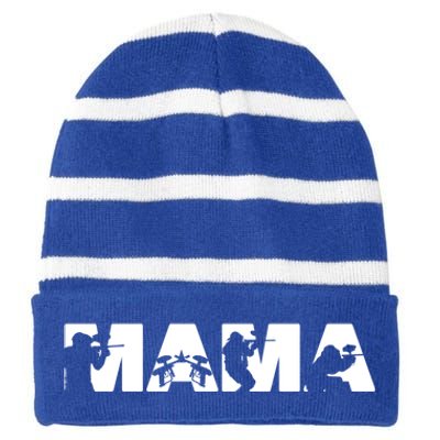 Paintball Mom Paintball Mama Funny Mom Cute Gift Striped Beanie with Solid Band